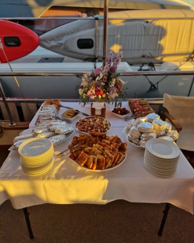 corporate boat events in athens with bbq menu up to 49 guests